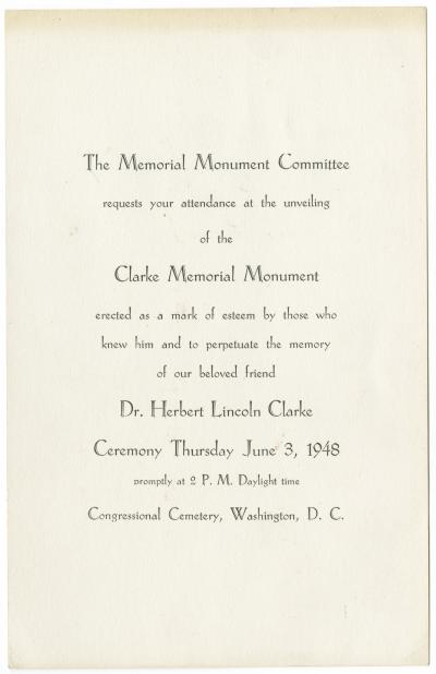 Clarke Memorial Monument, 1948