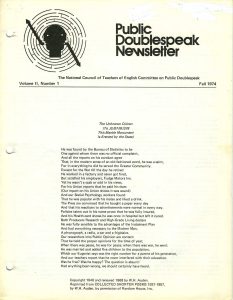 Public Doublespeak Newsletter (1974) - Volume 2 no 1 front page