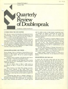 Quarterly Review of Doublespeak cover 1980