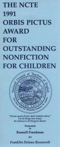 NCTE 1991 Orbis Pictus Award for Outstanding Nonfiction for children - pamphlet cover