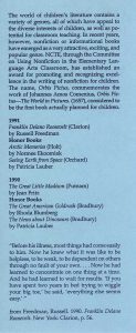 NCTE 1991 Orbis Pictus Award for Outstanding Nonfiction for children - pamphlet back