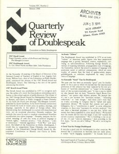 Quarterly Review of Doublespeak cover 1988