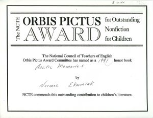 Certificate for Honor Books 1991