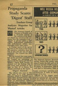 PM Sunday newspaper clipping (September 10, 1944) - Propaganda study scares "Digest" Staff