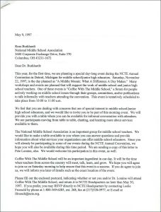 Letter from NCTE to Dr. Ross Burkhardt in the National middle School Association, May 9, 1997