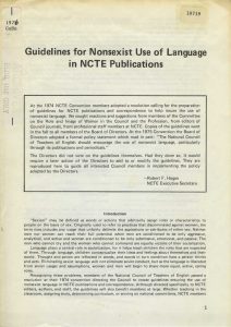 Guidelines for Nonsexist Use of Language in NCTE Publications (1977) cover