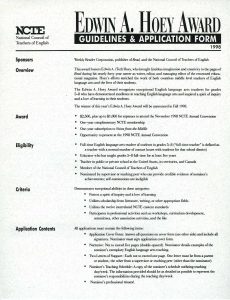Edwin A Hoey Award guidelines and application form 1998