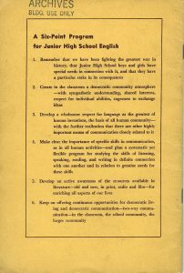 Junior High School English (1944) - six-point program