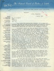 Letter - Dr J R Squire to Jim at NCTE, April 3, 1963