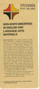 Non-White Minorities in English and Language Arts Materials (1978) - Pamphlet Cover