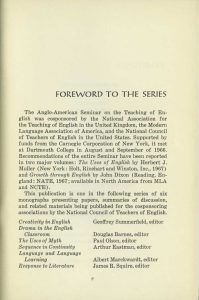 Response to Literature (1968) - Foreword
