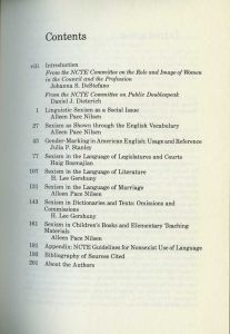 Sexism and Language (1977) table of contents
