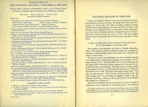 eaching English in Wartime: A Brief Guide to Classroom Practice (1942) - table of contents and introduction