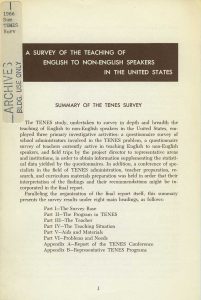 Tenes: A Survey of the Teaching of English to Non-English Speakers in the United States (1966) - pamphlet cover