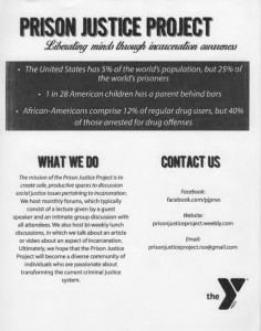 Prison Justice Project recruitment flyer, 2014.
