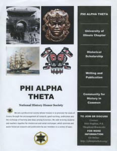 Phi Alpha Theta history honor society Quad Day flyer, 2013.
