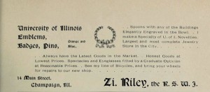An ad from the 1895 Illio listing blue and orange inventory
