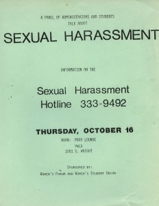 Sexual Harassment Hotline Flyer c. 1980