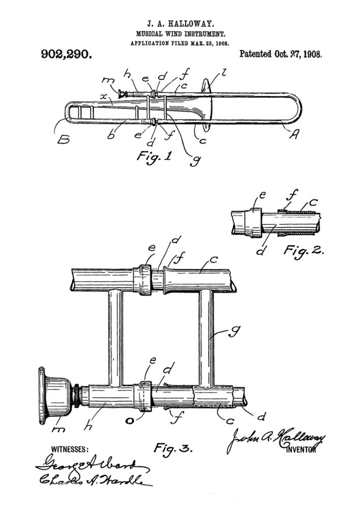 Holton Slide Patent by John A. Halloway, 1916 