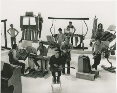 Harry Partch on the film set for "The Dreamer That Remains"