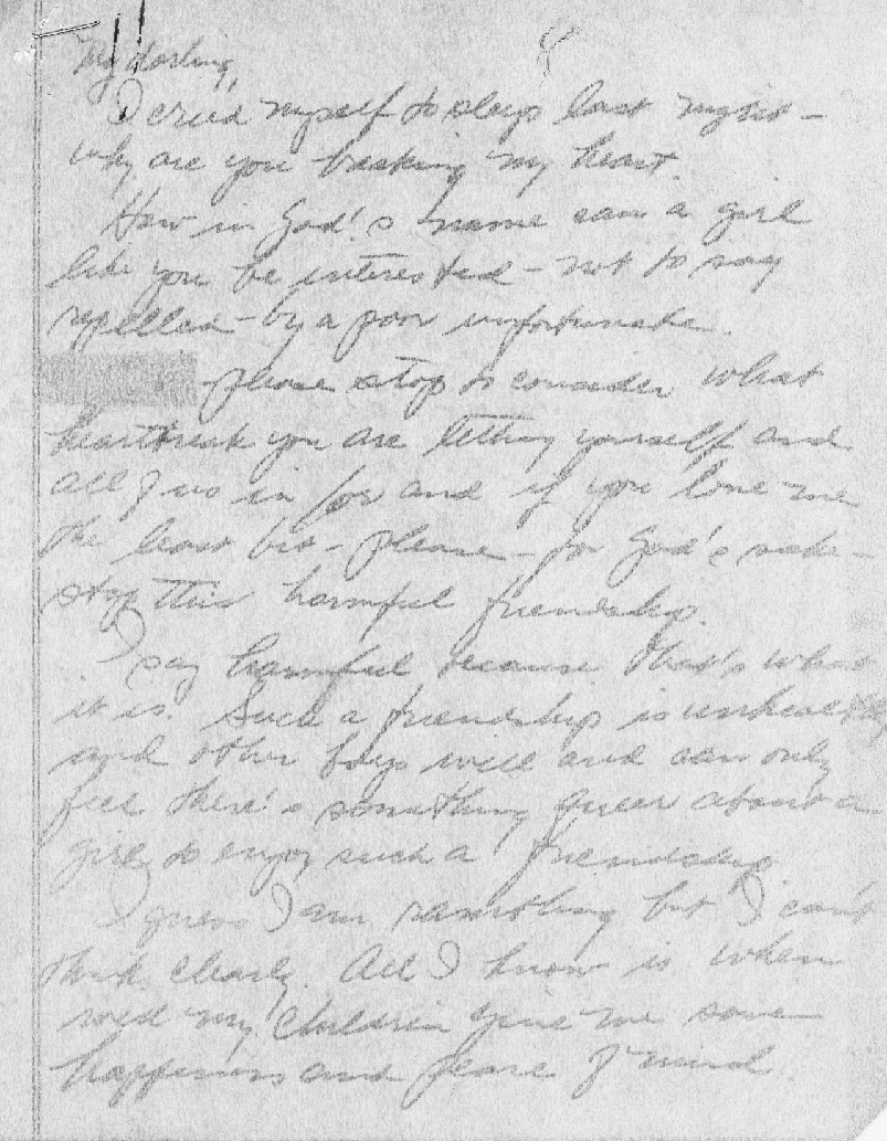A mother writing to her daughter, page 1