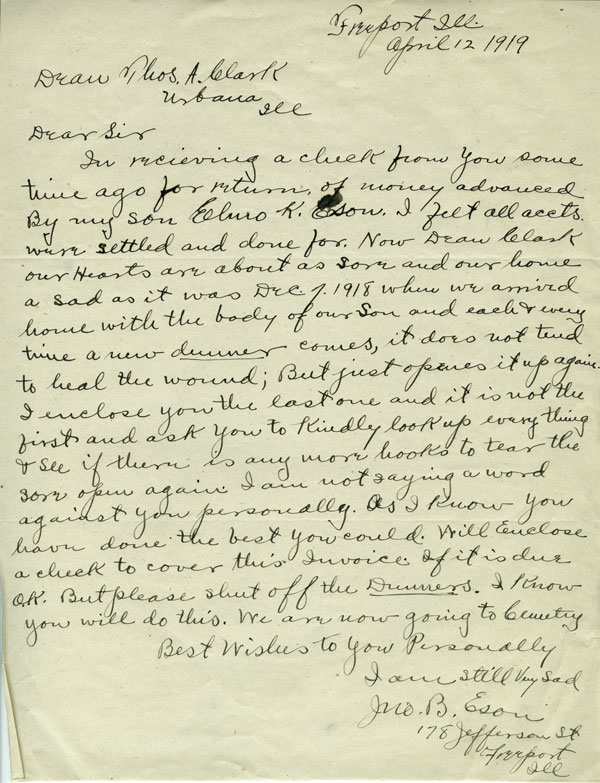 Letter from Joseph B. Eson to Dean Clark