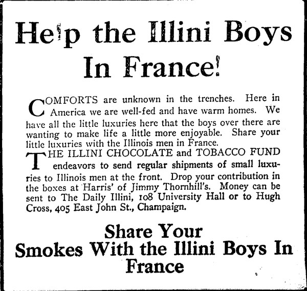 Daily Illini Advertisement, spring, 1918